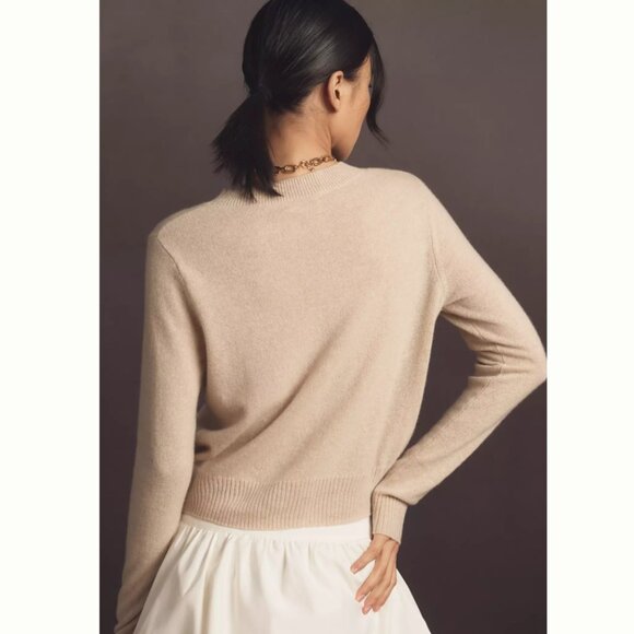 Reformation Cashmere Dana Sweater Size Medium in Wheat - Picture 2 of 5